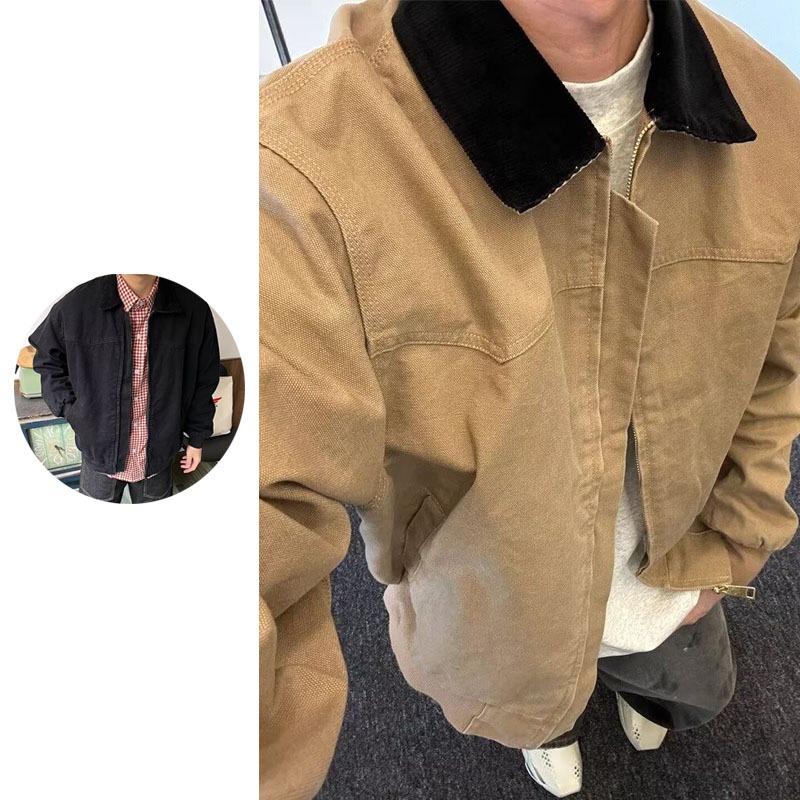 EERSHENSHI เสื้อแจ็คเก็ตสไตล์เรโทร อเมริกัน ดีทรอยต์ ขนาดหลวม สำหรับสวมใส่ในชีวิ