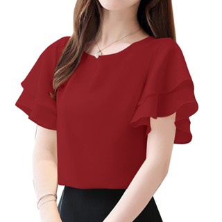 Zanzea เสื้อเบลาส์ คอกลม แขนสั้น สองชั้น สไตล์เกาหลี สําหรับ…