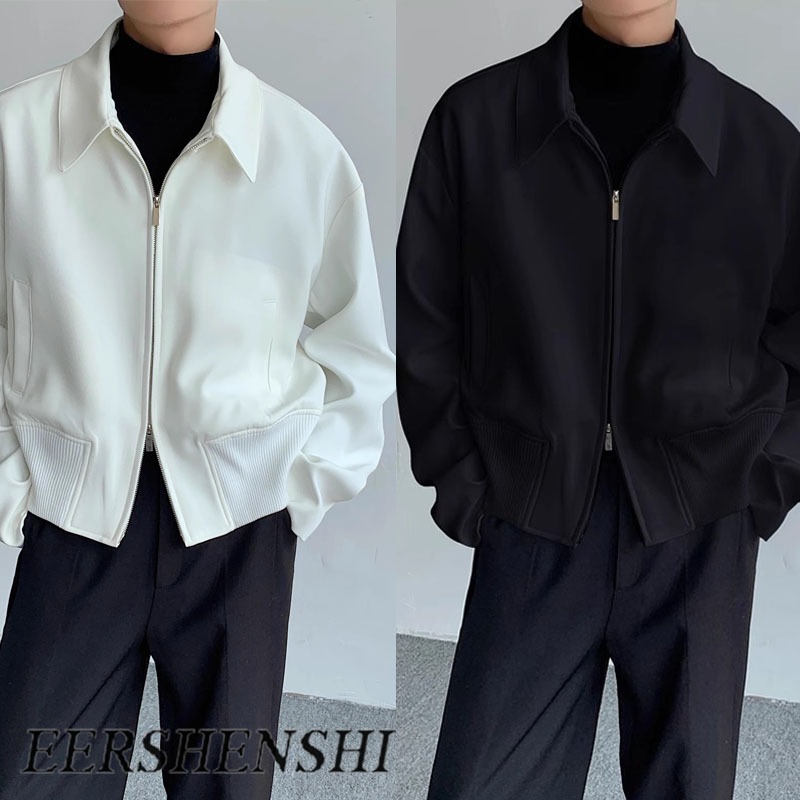 เสื้อแจ็คเก็ตสไตล์เกาหลีสำหรับผู้ชาย ดีไซน์ซิปลมุขสองแถว