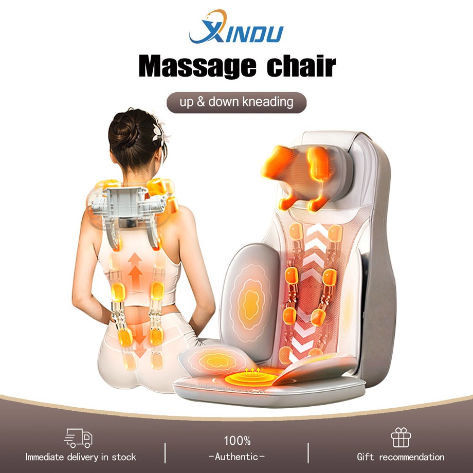 XINDU Shiatsu เบาะนวดความร้อนเก้าอี้ Pad คอไหล่เอวกลับนวด