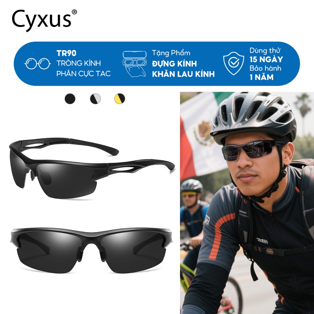 Cyxus แว่นตากันแดด เลนส์โพลาไรซ์ TR90 Uv400 ป้องกันรังสียูวี สําหรับเล่นกีฬา ขี่จักรยานกลางแจ้ง 1071