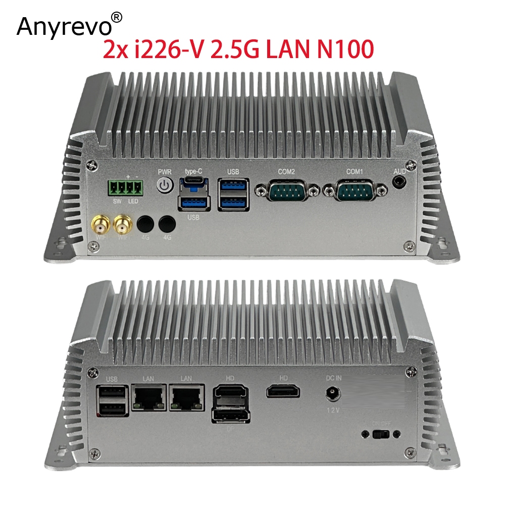 อุตสาหกรรม Mini PC 12th Intel N100 รองรับ Win11 LINUX DDR4 4xUSB3.0 1xUSB2.0 HDMI DP Type-c 2x i226-