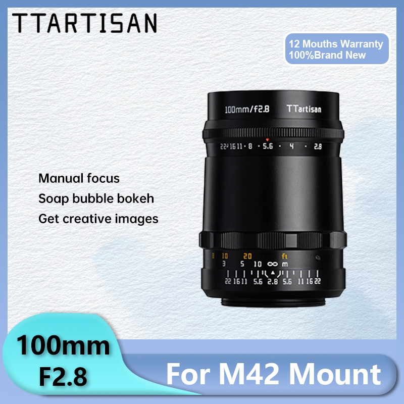Ttartisan 100mm F2.8 แหวนอะแดปเตอร์เมาท์เลนส์กล้อง สําหรับเมาท์ M42 เป็นกล้องมิเรอร์เลส Sony E DSLR SLR Nikon F Canon EF A7CII A7CR