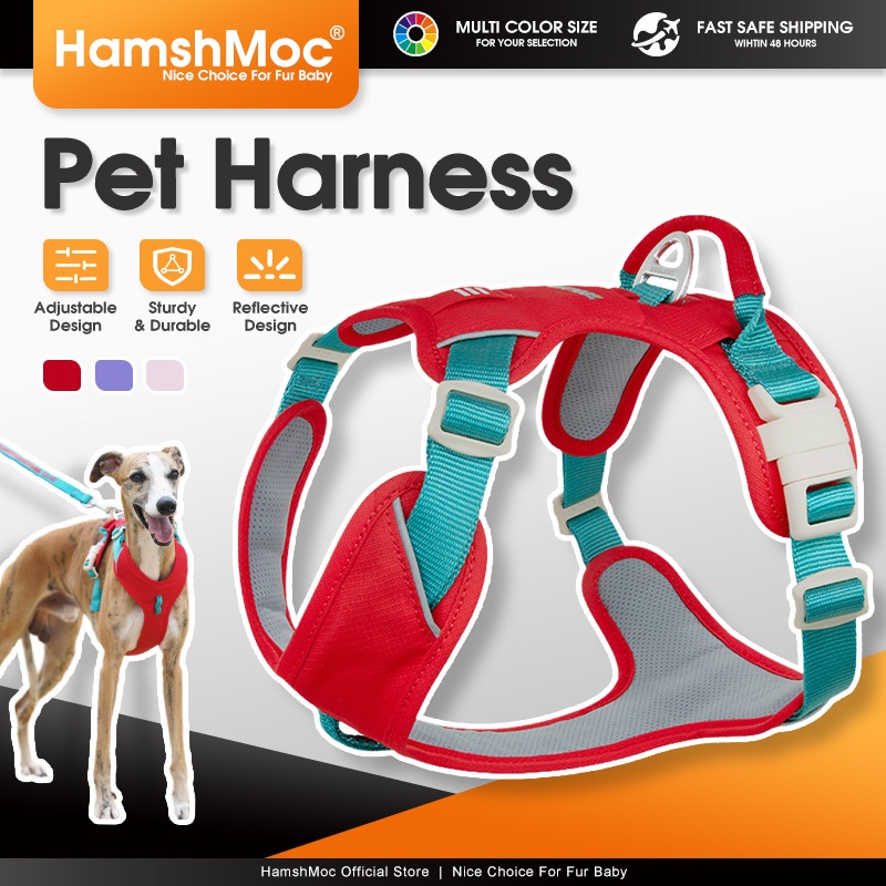 HamshMoc เสื้อกั๊กสัตว์เลี้ยง Breathable วัสดุ Handle Grip Escape Proof คลิปด้านหน้าสําหรับสุนัข 40 กก.