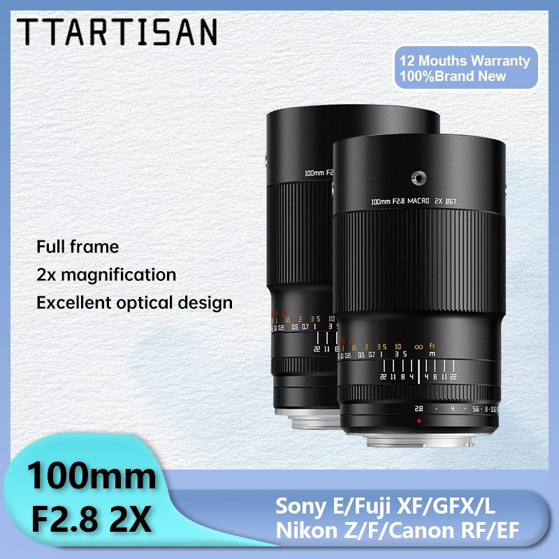 TTArtisan 100mm f2.8 2X MACRO คู่มือ Prime Focus Full Frame เลนส์ Sony E Fuji XF Fujifilm GFX Nikon ZF Canon RF EF L SLR กล้อง Mirrorless