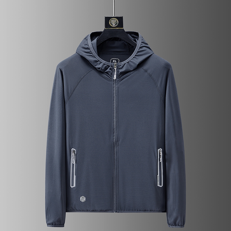 [M-4XL] Uniqlo UPF 50+ UV ป้องกันแสงแดดเสื้อผ้าผู้ชายซิปขึ้นมีฮู้ดแขนยาวตกปลาวิ่งเดินป่ากลางแจ้งวิ่งเสื้อแจ็กเก็ต