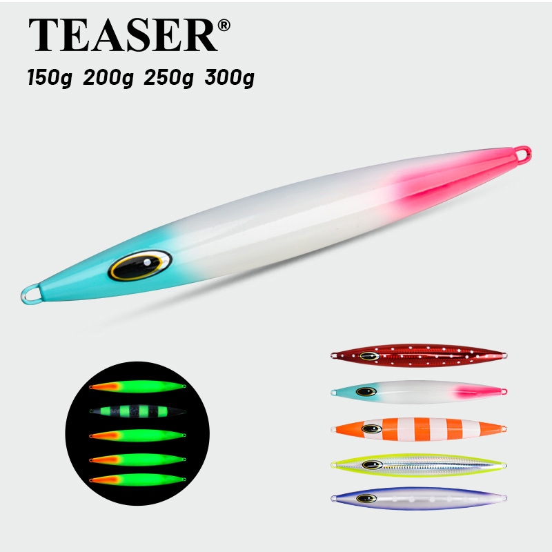 TEASER【J71】150g 200g 250g 300g Glow Metal Jigging Lure Speed Jigs ตะเกียงปลาตะเกียงตะกั่วตะเกียงปลาตะเกียงเทียมแข็งเหยื่อปลาว่ายน้ำเหยื่อตกปลาตะเกียงทะเลลึกตะเกียงโลหะตะเกียงน้ำเค็ม