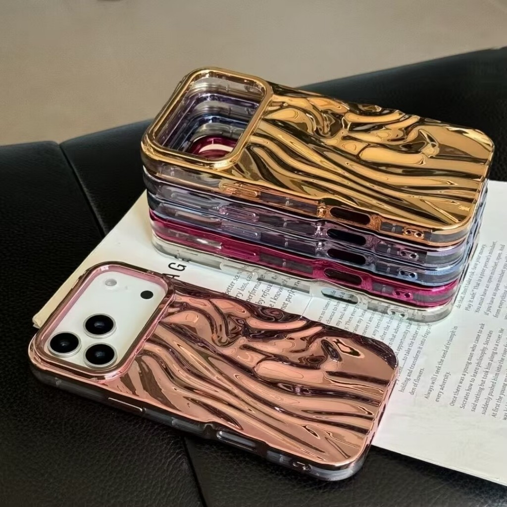 หรูหราชุบเงินสีชมพูดีบุกกระดาษกรณีโทรศัพท์สําหรับ ไอโฟน 17โปรแม็กซ์ 17มือโปร 16โปรแม็กซ์ 15 14 13 12 มือโปร สูงสุด ระลอกน้ํากันกระแทกซิลิโคนอ่อนนุ่มปกผู้ชายผู้หญิงปลอก - รูปที่ 7