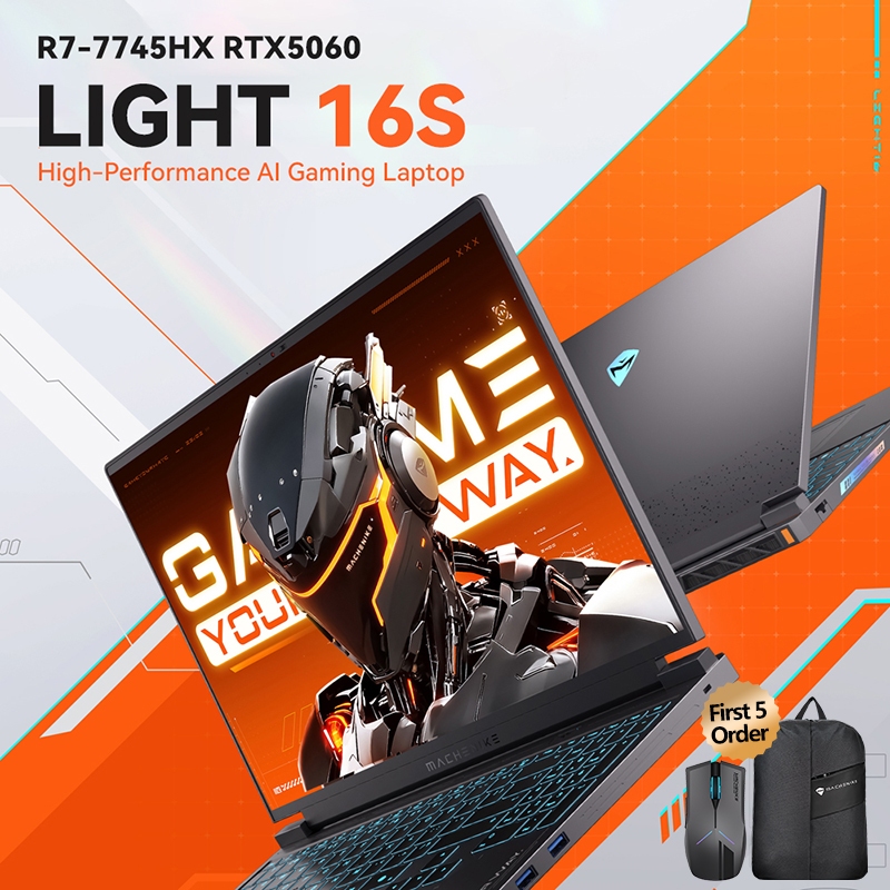 Machenike Light 16S AMD R7-7745HX RTX 5060, AMD R9-7945HX RTX5070 แล็ปท็อปสําหรับเล่นเกม 16.0 2.5K 3