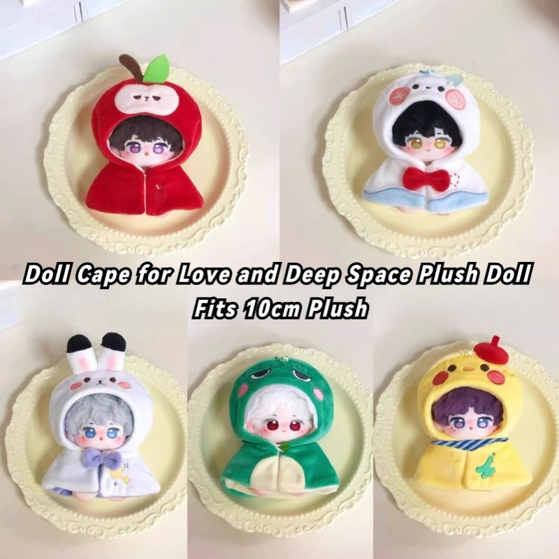 Love and Deepspace 10CM Plush Doll Hooded Cape Clothing – Chibi Cute Style Xavier/Zyne/Caleb/Sylus/R