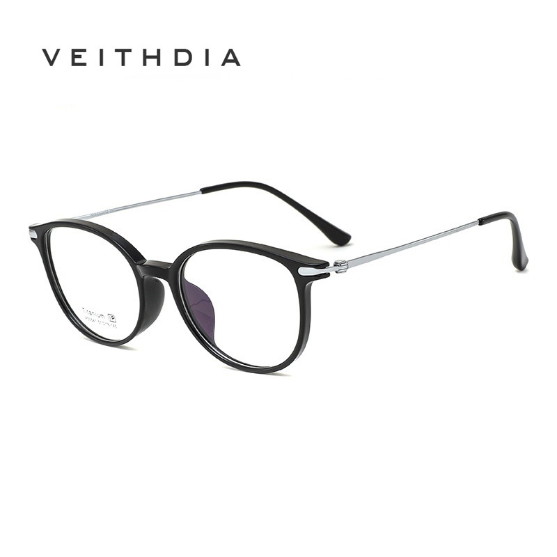 VEITHDIA กรอบแว่นตานิยม-retro ขนาดเล็ก สไตล์ไทเทเนียม อันตี้บลูลIGHT เลนส์ เหมาะสำหรับทั้งชายและหญิง