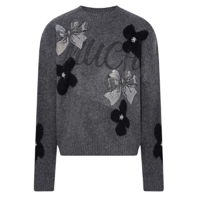 TCH เสื้อส่วนตัวสำหรับผู้หญิง สไตล์สบาย ๆ ดีไซน์พิเศษรอบคอลายเพชร สีเทา