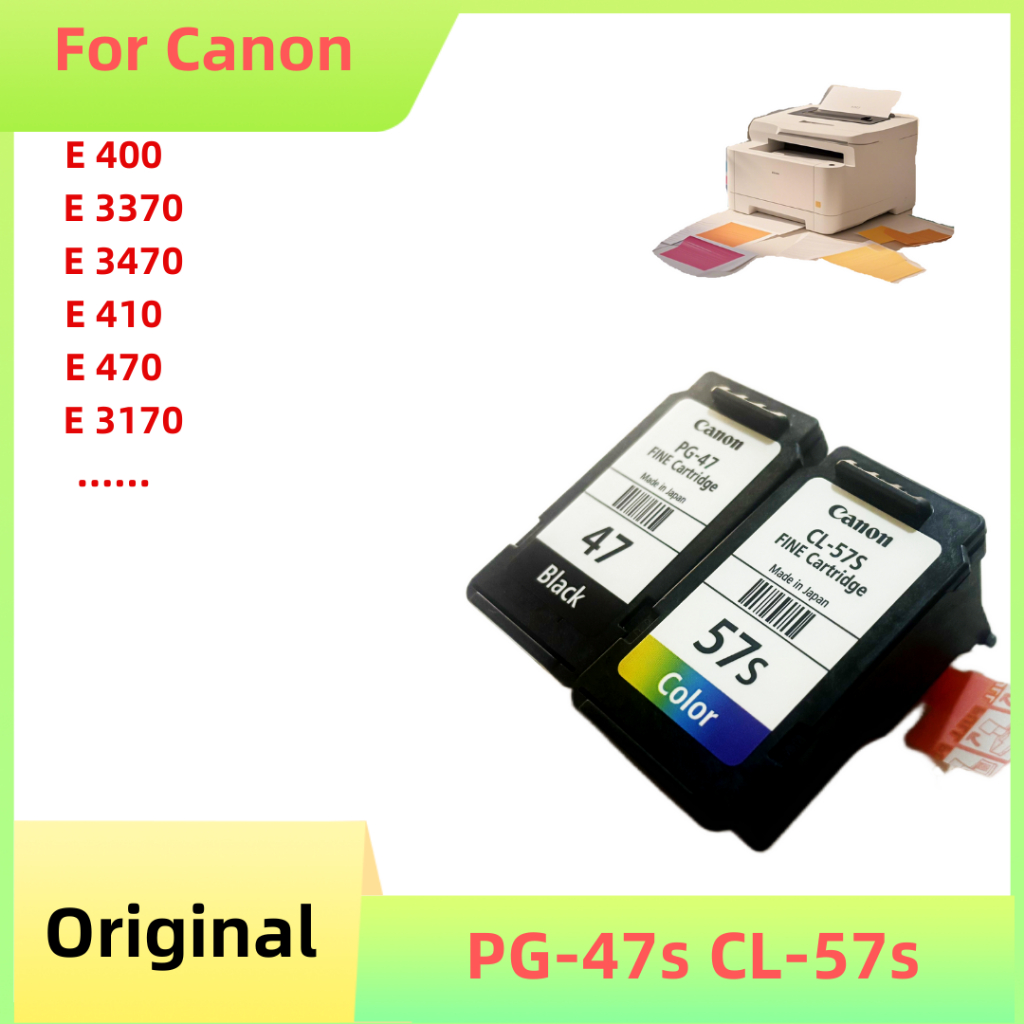 ตลับหมึก Canon PG-47 & CL-57/S ดั้งเดิม Combo (สีดํา + สี) สําหรับเครื่องพิมพ์ Pixma E480/E470/E410/