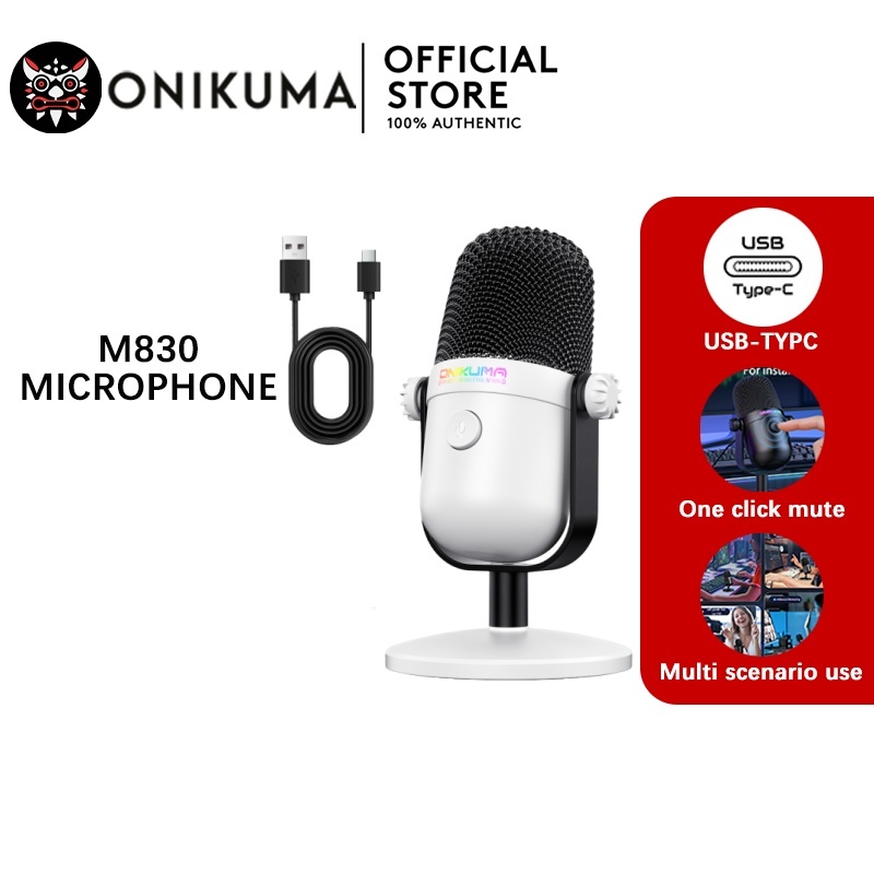 ONIKUMA M830 USB MICROPHONE ไมโครโฟนตั้งโต๊ะ ไมโครโฟนแบบมีสาย ไมโครโฟนสตรีมมิ่ง ไมโครโฟนสําหรับเล่นเ