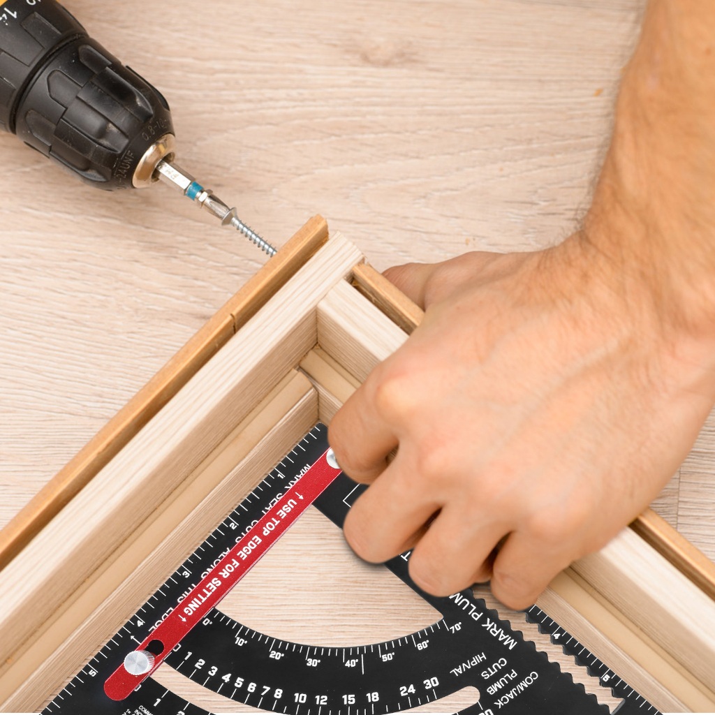 จัดส่งจากประเทศไทย(มีดินสอ 5 แท่งรวมอยู่ด้วย)ช่างไม้สแควร์7นิ้วงานไม้สามเหลี่ยมไม้บรรทัด ซีเอ็นซี อลูมิเนียมอัลลอยด์ นักพายเรือ สแควร์ปรับช่างไม้สามเหลี่ยมไม้บรรทัดมัลติฟังก์ชั่ช่างไม้สแควร์ไม้โปรแทรกเตอร์ส - รูปที่ 7