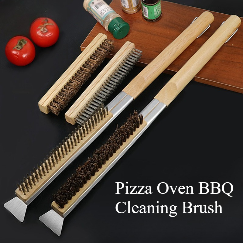 2 ใน 1แปรงเตาอบพิซซ่า,แปรงเปลี่ยนหัวแปรงบาร์บีคิวกลางแจ้งแปรงอบพิซซ่าเตาอบทําความสะอาดแปรงครัวเครื่องมือทําความสะอาด,มะพร้าวปาล์มแปรง,อุปกรณ์ทําความสะ