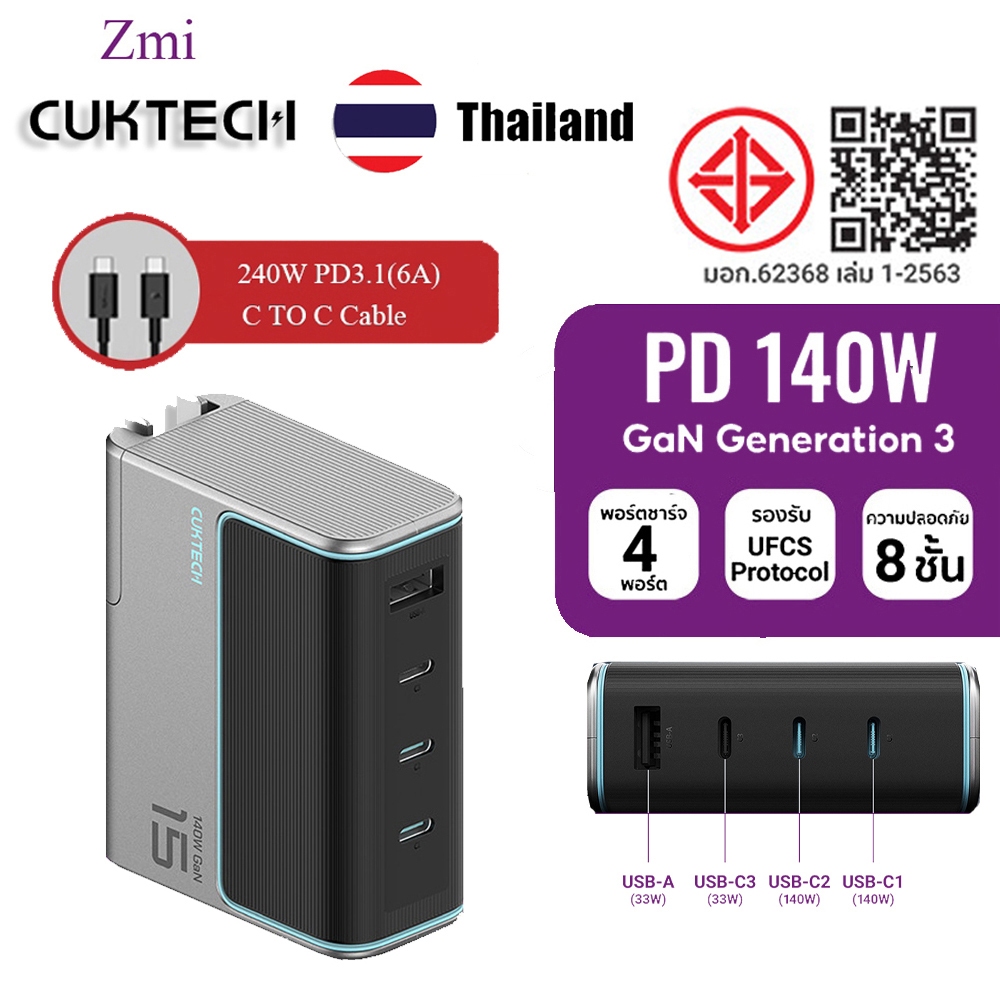 ZIM CUKTACH 140W Fast Charger NO.15 GaN 140W Super Energy Fast Charger