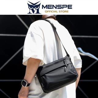 MENSPE กระเป๋าสะพายไหล่ผู้ชายแฟชั่น Messenger ความจุขนาดใหญ่กระเป๋าข้ามร่างกายกันน้ําน้ําหนักเบากระเป๋าลําลอง