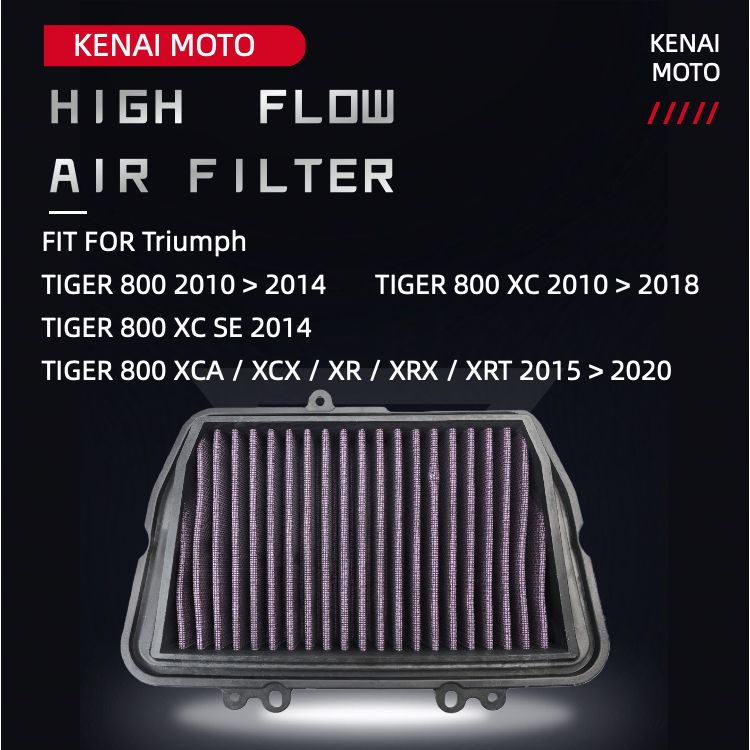 【KENAI】TRIUMPH Tiger 800 2010-2014 Tiger 800 XC 2010-2018 Tiger 800XCA/XCX/XR 2015-2020 High Flow กรองอากาศล้างทําความสะอาดได้ T2200557