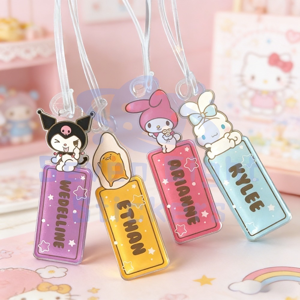 Custom Sanrio พวงกุญแจอะคริลิค Baggage Tag | พวงกุญแจ Kuromi / My Melody / Cinamoroll / Ironman | Name Hanger Kids Bag | ของขวัญวันเกิด