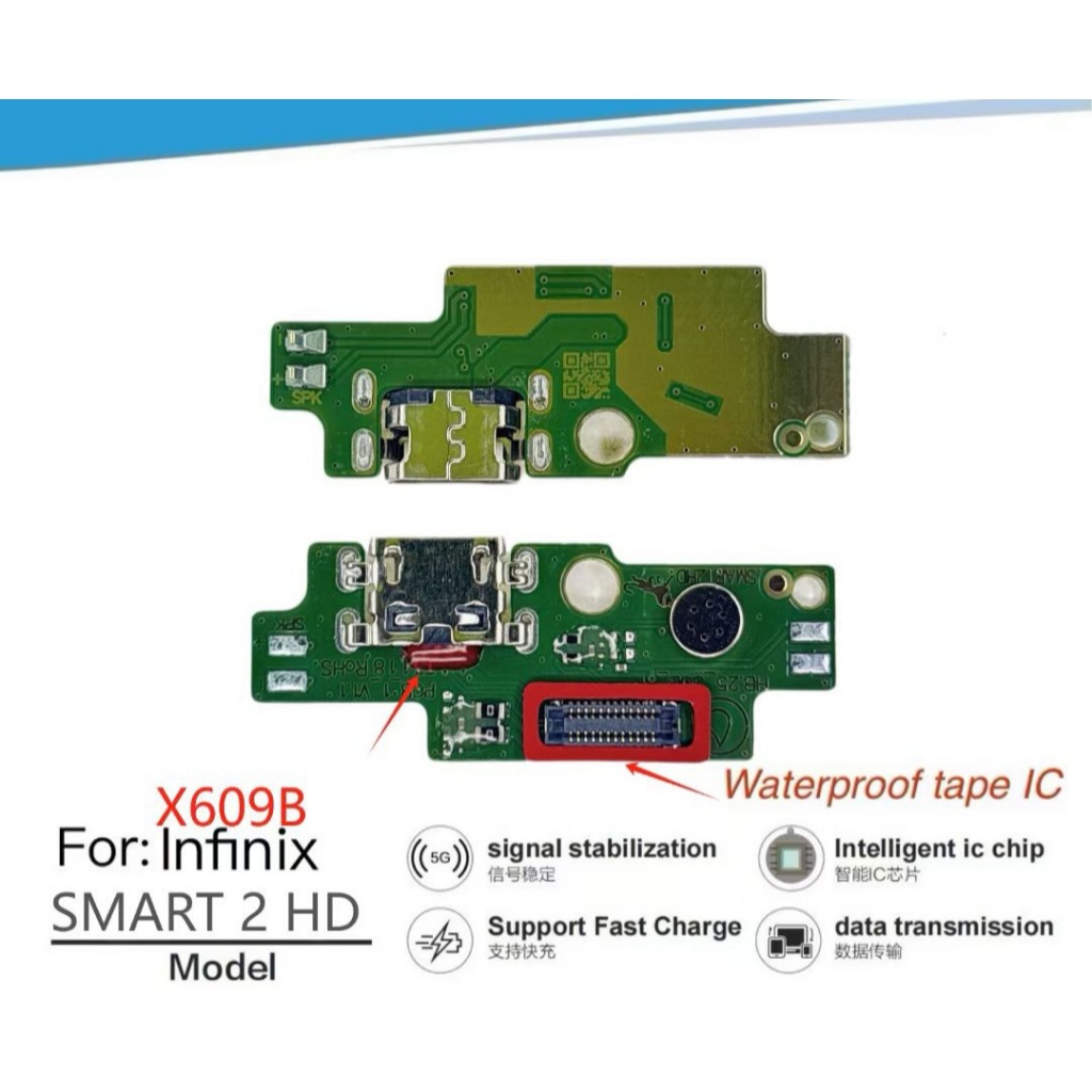 บอร์ดพอร์ตชาร์จ USB สําหรับ Infinix SMART2 HD X609B แท่นชาร์จขั้วต่อ Flex Cable Repair