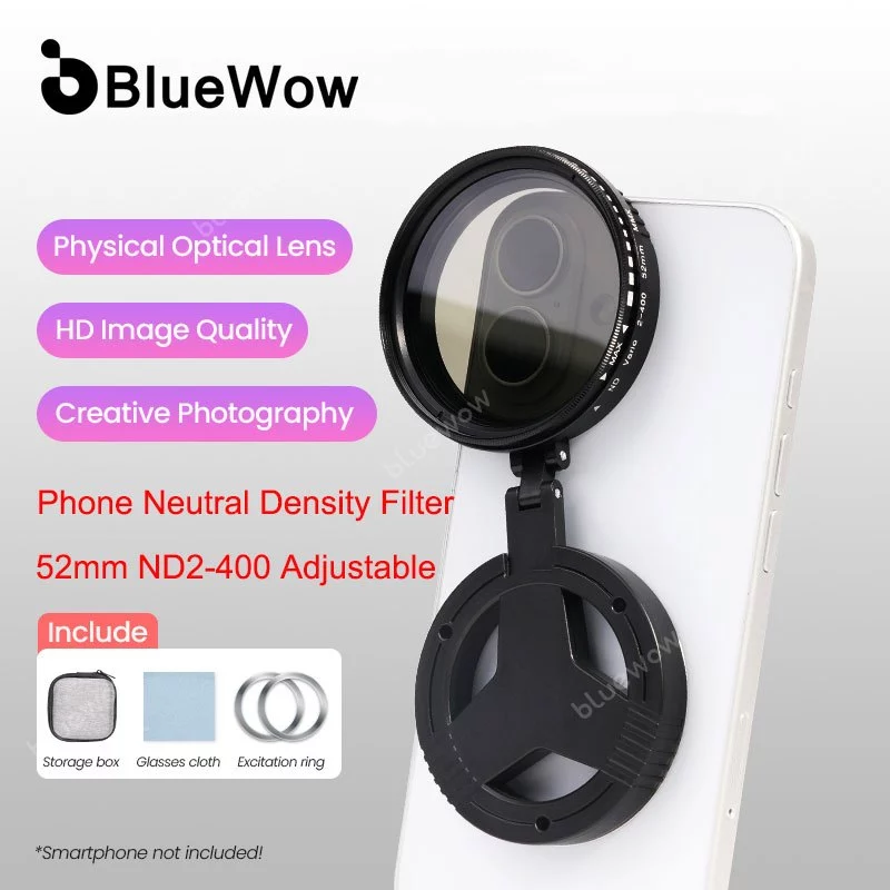 BlueWow 52 มม.แม่เหล็ก ND Filter Neutral Density Filter ขาตั้งแม่เหล็กสําหรับสมาร์ทโฟน Vlogging ขาตั้งกรองวงเล็บเลนส์กล้อง