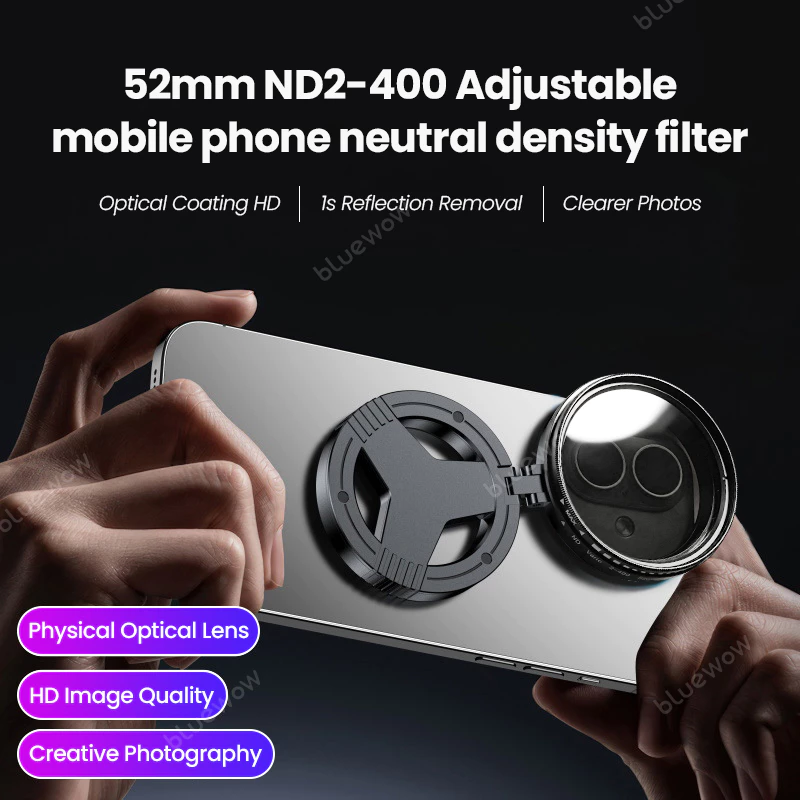 BlueWow 52 มม.แม่เหล็ก ND Filter Neutral Density Filter ขาตั้งแม่เหล็กสําหรับสมาร์ทโฟน Vlogging ขาตั้งกรองวงเล็บเลนส์กล้อง thumbnail 3