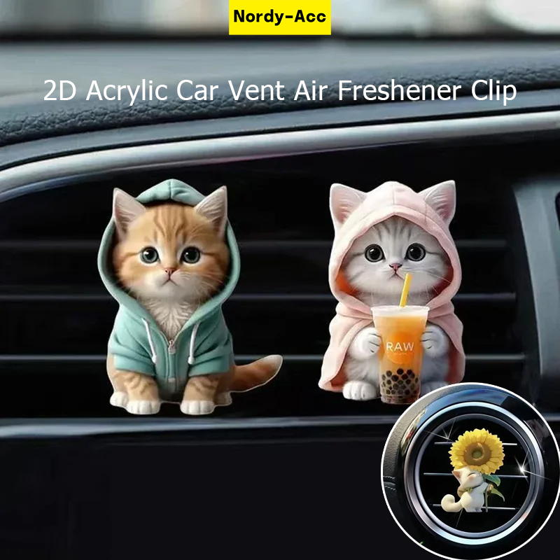 Car Air Freshener Vent Clip Cat Design Aroma Diffuser Outlet คลิปน้ําหอมอุปกรณ์ตกแต่งภายในของขวัญ