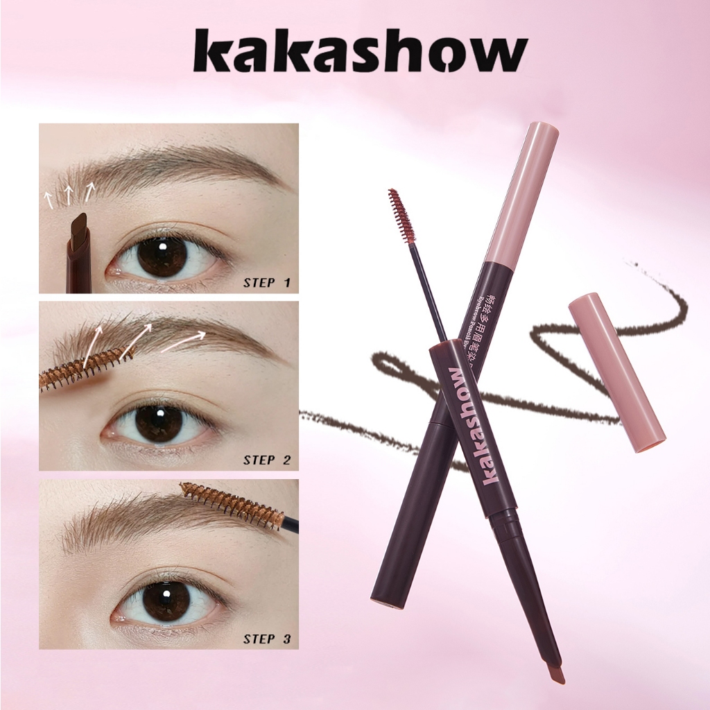 KAKASHOW ดินสอเขียนคิ้ว 2-in-1 และทินท์ - กันน้ํา กันเหงื่อ ติดทนนาน สี No Smudging Natural Feathered Brows C582