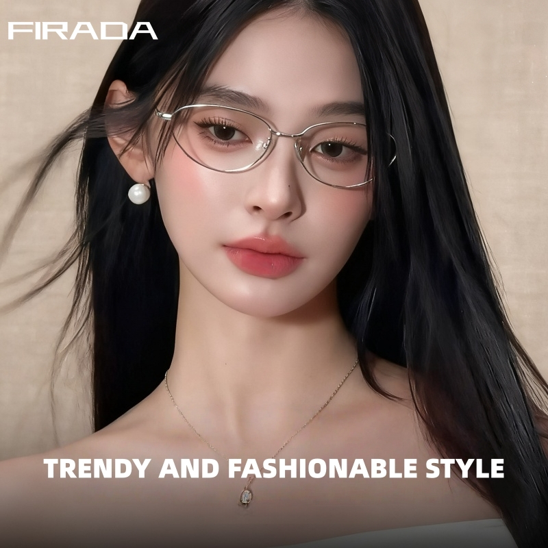 กรอบแว่นตา Femina Retro ทรงรูปไข่ ทำจากไทเทเนียมบริสุทธิ์ เหมาะสำหรับผู้หญิง รหัส 30883ZM