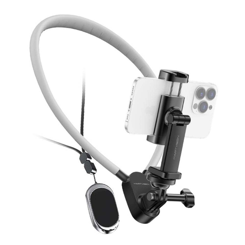 Martvsen S7 PRO กล้องคอผู้ถือพร้อมคลิปโทรศัพท์ POV กล้องสร้อยคอติดตั้ง Anti-shake แผ่นแม่เหล็กสําหรับ Hero 12/11/10/9 iephone 15/14/13/12 Vlog A