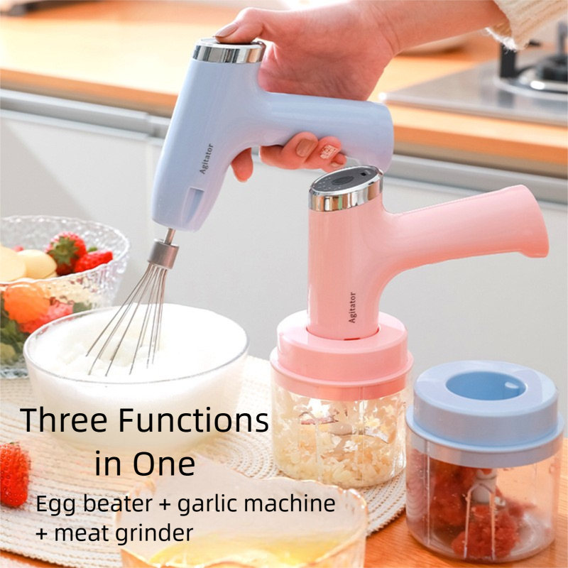 เครื่องตีไข่ไฟฟ้าไร้สาย 3 in 1, เครื่องบดกระเทียม, เครื่องบดเนื้อพกพา/wireless electric egg beater 3 in 1, mini garlic chopper, portable meat grinder, cream whisk mixer, baby food processor