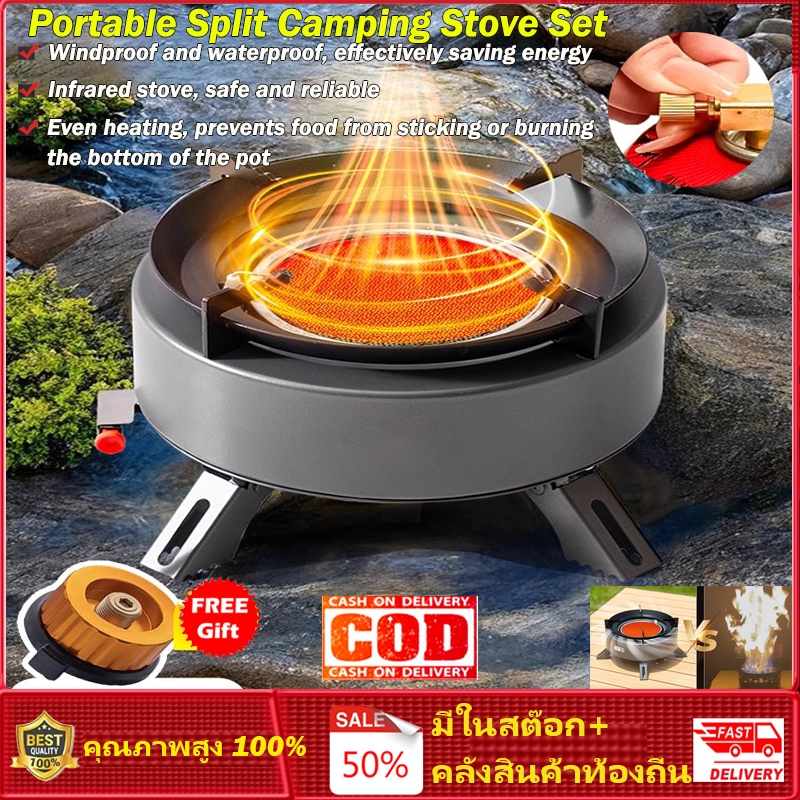 ⭐️โกดังในพื้นที่+COD⭐ เตาตั้งแคมป์แยกแบบพกพาชุดเตาตั้งแคมป์อุปกรณ์ทําอาหารกลางแจ้งเตาเครื่องครัวเชื้อเพลิงเดินทางอเนกประสงค์อุปกรณ์ตั้งแคมป์