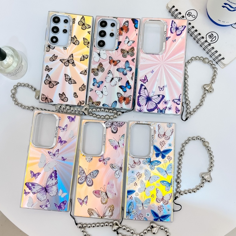 ผีเสื้อTPUแบตเตอรี่สําหรับGalaxy Samsung S24Ultra S22Ultra S23Plus S23Ultra S24 A15 A54 A34 ป้องกันฝ