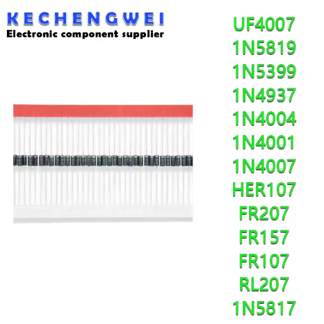 10PCS 1N5817 1N5819 1N5399 1N4937 1N4004 Schottky Rectifier ไดโอด 1N4001 1N4007 UF4007 HER107 FR207 