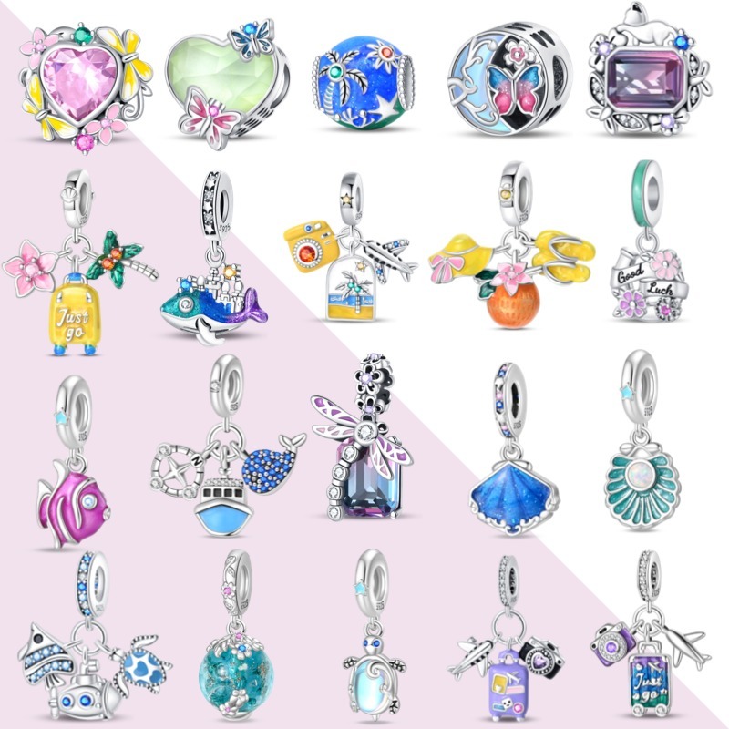 เครื่องประดับDIYเงินสเตอร์ลิง925แบบอิตาเลียนฤดูใบไม้ผลิ สวนหวานสำหรับสร้อยข้อมือและจี้ เป็นของขวัญสำหรับผู้หญิง