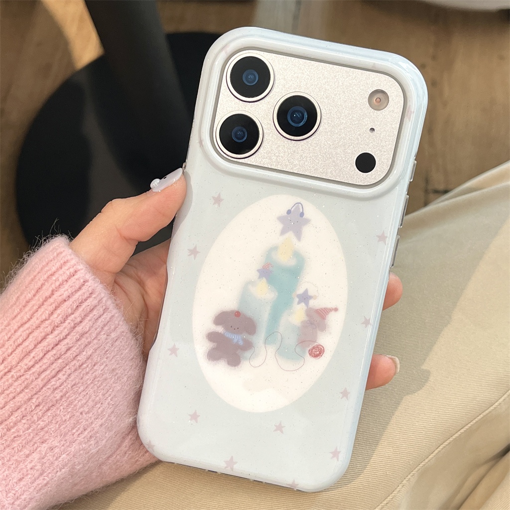 สําหรับIphone Case 17 Pro Max 16 Pro Max 15 Pro Max 14 Pro Max Light blue Candleเคสโทรศัพท์ลูกสุนัข