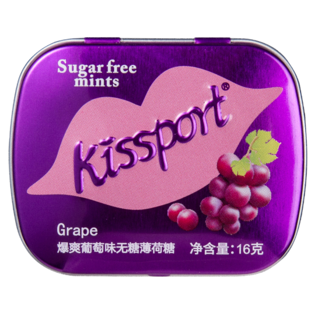 Kissport Tin รสฟรุกโตส-คูลองุ่นมิ้นต์