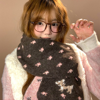 ผ้าพันคอผ้าแจ็คการ์ดลายการ์ตูนกวาง แบบอบอุ่นสำหรับฤดูใบไม้ร่…