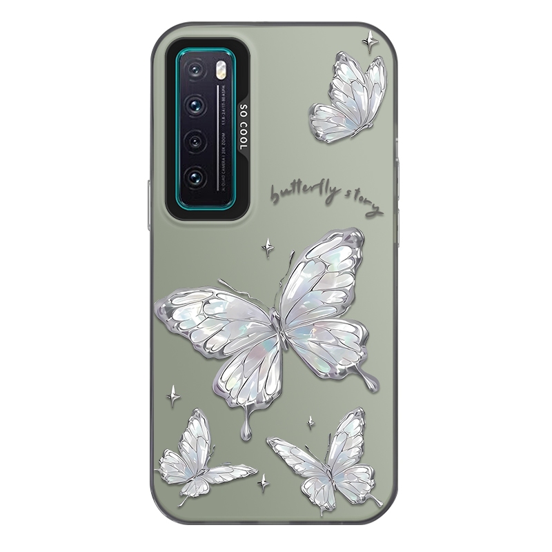 สําหรับ Huawei Nova 7/ Huawei Nova7 5G,ลายผีเสื้อสีเงิน,กันรอยขีดข่วน,และมีความรู้สึกมือที่ดี,เคสโทรศัพท์ IMD ป้องกันการตกแบบด้านคุณภาพสูง