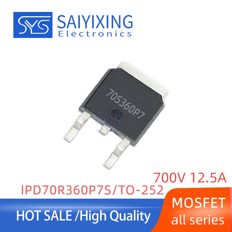 5PCS ใหม่ 70S360P7 IPD70R360P7S TO-252 700V 12.5A Field Effect Management SMD