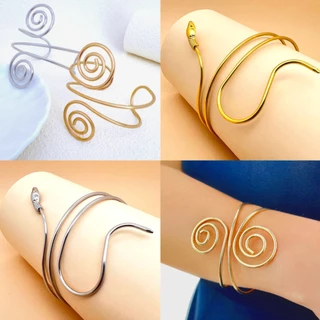 1 ชิ้น โบฮีเมียน แขน เกลียว ปลอกแขน สีทอง สีเงิน สร้อยข้อมือ กําไลข้อมือ กําไลข้อมือ สําหรับผู้หญิง เครื่องประดับร่างกาย