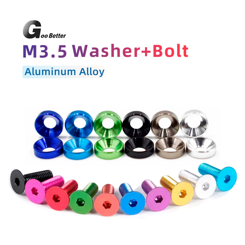 1 ชุด M3x6 8 10 12 14 16 18 20 25 30 อลูมิเนียมแบน/หัวจม Allen Hex ซ็อกเก็ตสกรูเครื่องซักผ้า