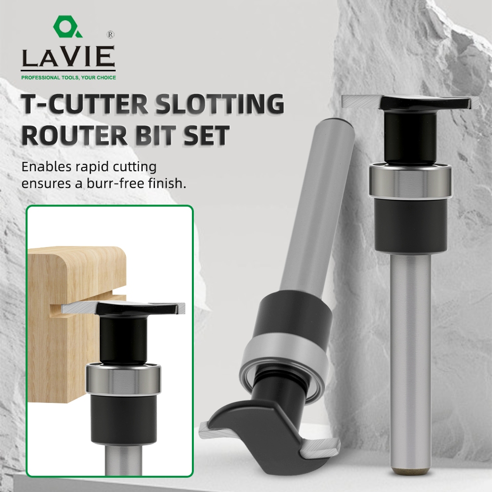 Lavie CNC Skew Surface Planer Bit สําหรับไม้ – ก้าน 1/4 นิ้ว, 51/64 เส้นผ่านศูนย์กลางการตัด, ดอกกบแบนพื้นผิวสําหรับไม้กัดและวางแผน, ปีกคู่ C07318FXA2002BK