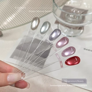 FRESCOBALDI 6ml สไตล์ใหม่ Red Cat Eye Gel ยาทาเล็บติดทนนาน Shining เหมาะสําหรับร้านทําเล็บ