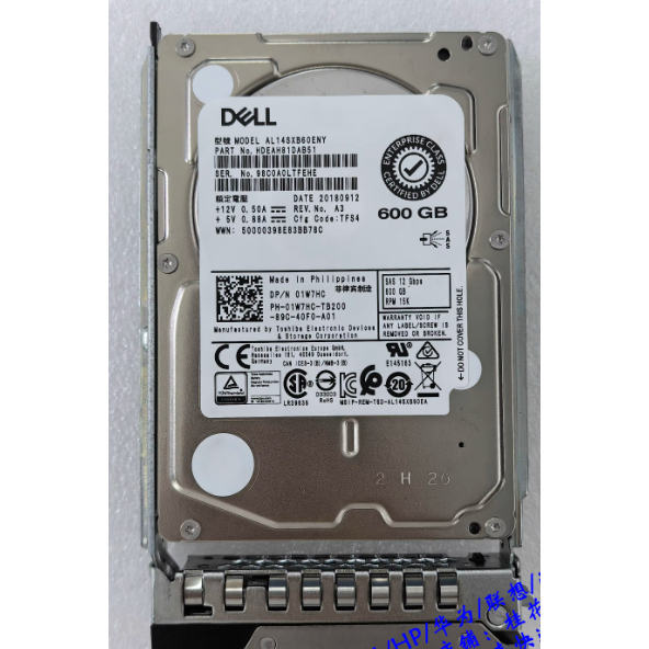 สําหรับ Dell 01W7HC 600G 15K SAS 12G 2.5 นิ้ว 1W7HC server hard drive