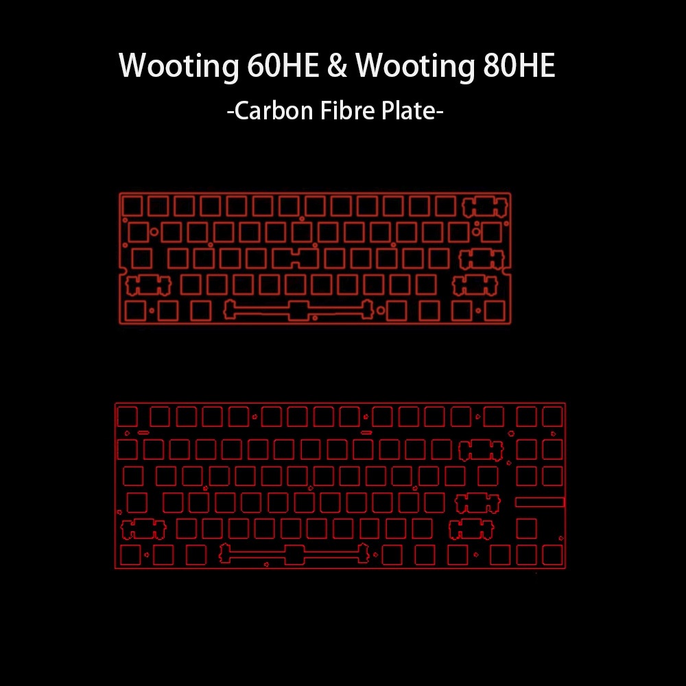 -LW- แผ่น Wooting60HE, แผ่น Wooting60HE V2, แผ่น Wooting80HE, แผ่นคาร์บอน Fibre, แผ่นปรับแต่งคีย์บอร
