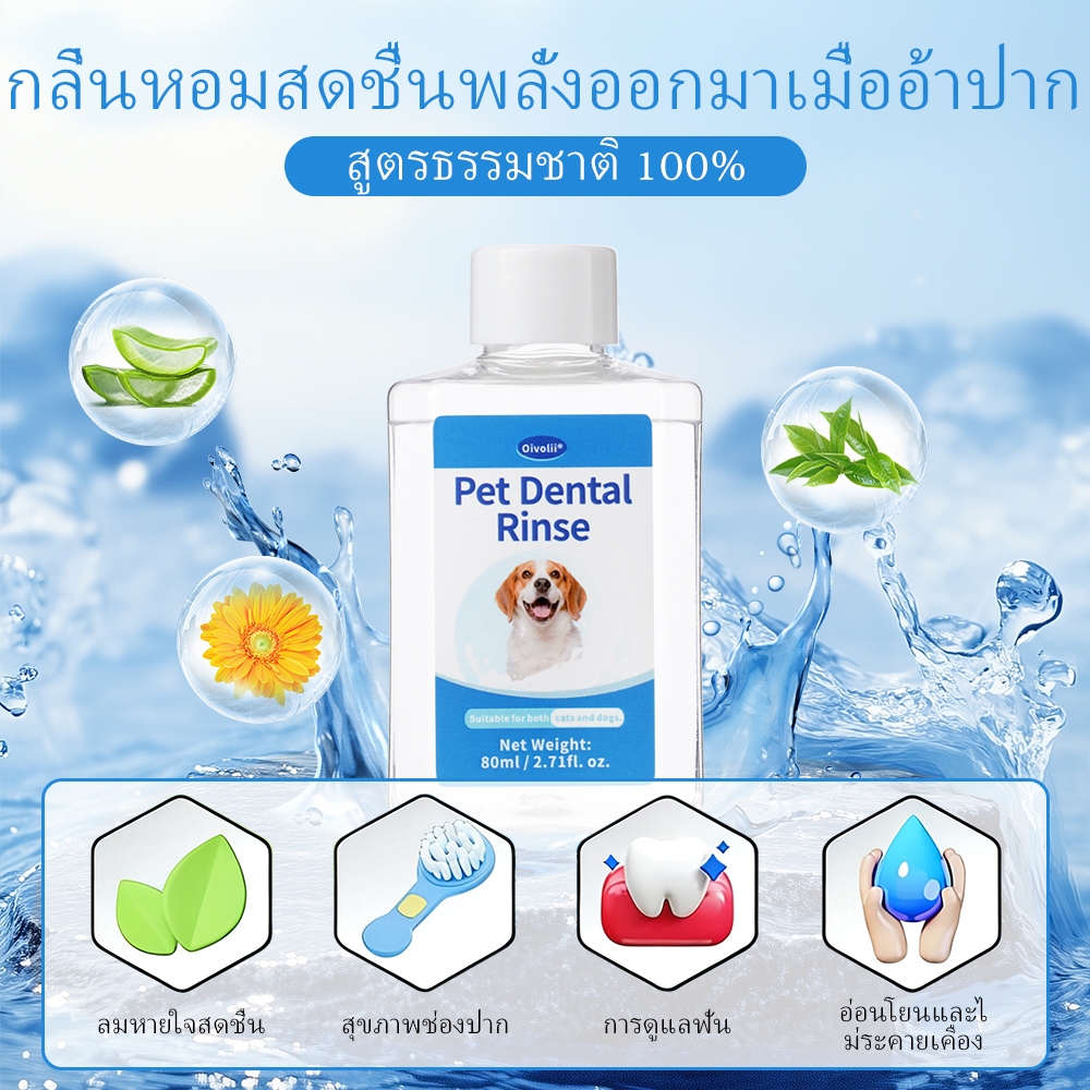 Oivoli น้ำยาบ้วนปากสัตว์เลี้ยง น้ำยาบ้วนปากแมว 80ml รูปแบบเข้มข้น 1 ขวดเท่ากับ 3 ขวดน้ํายาดับกลิ่นปาก แมว สเปรย์ดับกลิ่นปากสุนัข