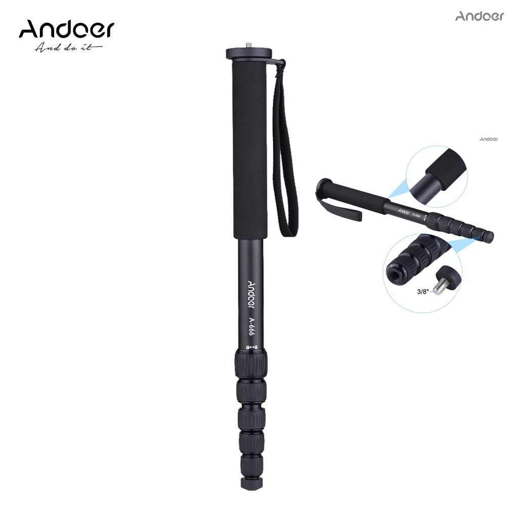 Andoer A-666 181cm/5.9ft ขาตั้งกล้องอลูมิเนียม 6 ส่วน 10 กก. / 22 ปอนด์พร้อมกระเป๋าสําหรับกล้องวิดีโอถ่ายภาพ