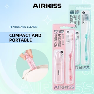 AIRKISS เดินทางแบบพกพาแปรงสีฟันพับได้ขนนุ่ ขนาดพกพา ใช้บนเครื่องบิน